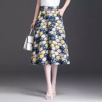 Юбка-бюст женская летняя юбка средней длины в складку весенняя женская маленькая цветочная юбка a word женская драпированная пышная длинная юбка XL