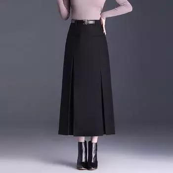 Юбка-бюст женская весна и осень высококачественная плиссированная длинная юбка Han Dabao юбка однотонная женская маленькая драпировка ощущение тонкости M (recommended weight 96-52 kg) чёрный