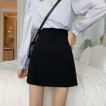 Юбка черная рабочая с высокой талией 2023 года — коллекция весна/лето Medium