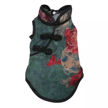 Юбка-чонсам для питомца Мягкая Изысканная Ретро Пион Юбка в китайском стиле для маленьких питомцев Кролик XL