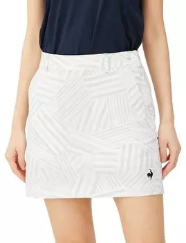 Юбка Coq Sportif с французской каймой и узором по всей поверхности, эластичные внутренние гетры для гольфа QGWXJE05 WH00 [Le Golf] женские (белый)