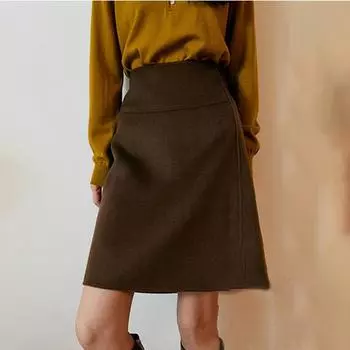 Юбка для бега на весну и лето в кофейном стиле в ретро-стиле Гонконга, однотонная профессиональная японская шерстяная юбка. S