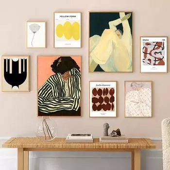 Юбка для девочек, линия гинкго билоба, цветные блок-плакаты и принты, настенная художественная картина, холст, картина, скандинавский домашний декор для гостиной, подарок 21x30cm No Framed