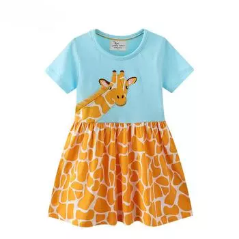 Юбка для девочек, платье, летнее, новое платье с коротким рукавом, детское модное платье принцессы 80-90cm