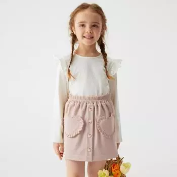 Юбка для девочек с вышивкой - однотонная летняя юбка принцессы 120 бежевый