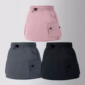 Юбка для девочек, весенне-летняя повседневная короткая комбинезон, модная юбка трапециевидной формы с карманами для детей, юбка для подростков 12, 13, 14 лет 100cm серый