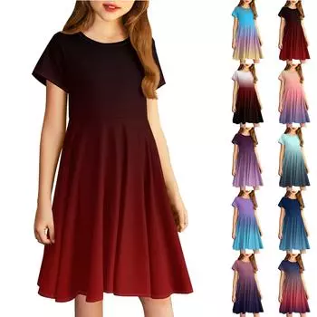 Юбка для девочки Детская юбка с принтом Платье с градиентом Градиент 100 чёрный