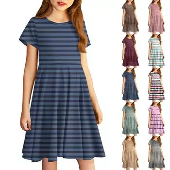 Юбка для девочки Детская юбка с принтом Маленькая полосатая юбка Платье 100 чёрный