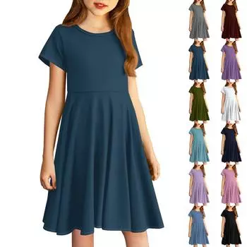 Юбка для девочки, милое однотонное платье для детей, маленькая юбка 100 чёрный