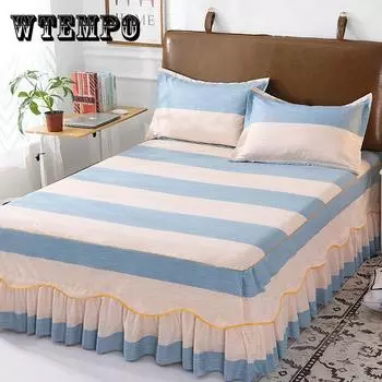 Юбка для двуспальной кровати, хлопковое покрывало, покрывало размера King Queen Size, покрывало на кровать 1,2/1,5/1,8/2,0 м, летние пылезащитные украшения для кровати 150x200cm