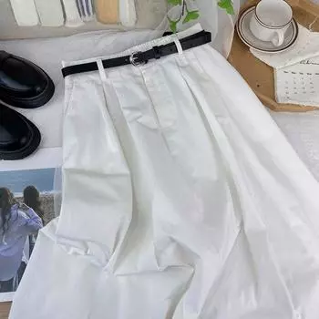 Юбка для инструментов, стиранная хлопковая плиссированная юбка, женская летняя тонкая маленькая иностранная газовая зонт-слово average size белый