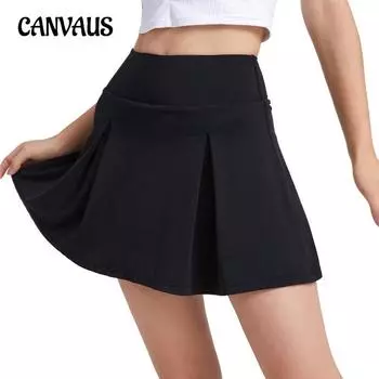 Юбка для йоги, брюки, женская летняя, антибликовая, быстросохнущая, для фитнеса, бега, спорта, тенниса, юбка с карманами, плиссированная, с высокой талией, полуюбка S белый