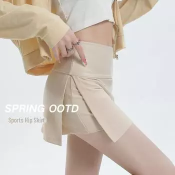 Юбка для йоги цвета абрикоса с подтягивающими бедра и утягивающими живот шортами для фитнеса, защитой от воздействия окружающей среды и стильным дизайном с боковыми разрезами Extra Large чёрный