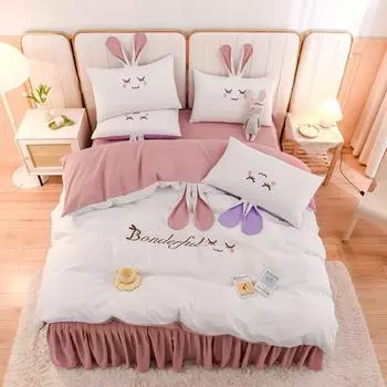 Юбка для кровати принцессы, четырехсекционная кружевная однотонная простыня, пододеяльник, постельное белье для девочек 1.5m bed