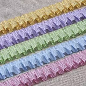 Юбка для куклы из полиэстера в клетку, плиссированная, 4 см, сшитая своими руками, с кружевным поясом и акцентом в виде листьев лотоса