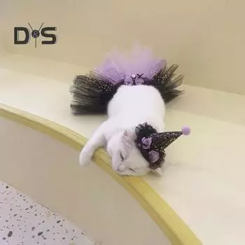 Юбка для питомца, регулируемое мягкое платье с пайетками для кошек, забавный костюм для косплея, наряд для вечеринки с кошками, товары для питомцев S 2