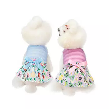 Юбка для питомцев с принтом в стиле летней моды с кружевом и бантом S