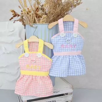 Юбка для питомцев в клетку Юбка принцессы Платье Traction Ring Cat Одежда для маленьких собак Одежда для питомцев Весна-лето Юбка в клетку Одежда для собак XS