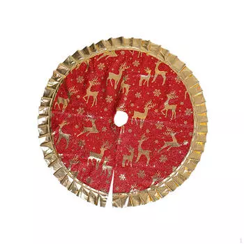 Юбка для рождественской елки 35 дюймов, чехол для основания, многоразовый домашний коврик для украшений, легко Golden Reindeer