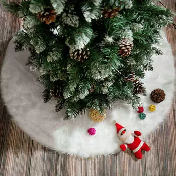 Юбка для рождественской елки, белая юбка для елки, украшение, имитация кролика, плюш, 120 см 90CM