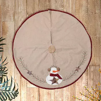 Юбка для рождественской елки из льна, декоративная, круглая, рождественский декор для гостиной