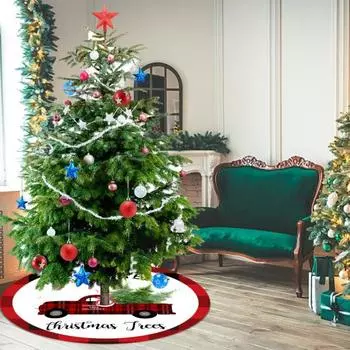 Юбка для рождественской елки Изысканный автомобильный узор Прочный мягкий коврик для рождественской елки для праздничного украшения 90 cm A