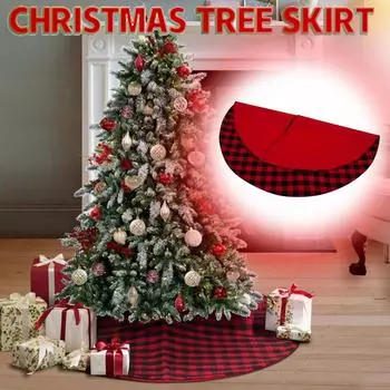 Юбка для рождественской елки, креативное и изысканное украшение для нижней части елки с принтом, рождественские принадлежности One Size красный