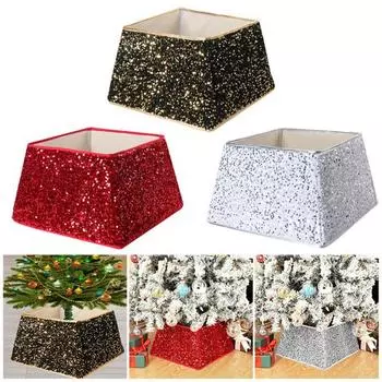 Юбка для рождественской елки, легко собираемая, блестящая, накидка на рождественскую елку, кольцо, блестящая рождественская елка красный