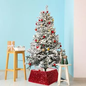 Юбка для рождественской елки, легко собираемая, блестящая, яркая, с кольцом для рождественской елки, чехол для семейного воссоединения, праздничная атмосфера, поставка