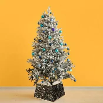 Юбка для рождественской елки, легко собираемая, блестящая, рождественская елка, кольцо, блестящее рождество красный