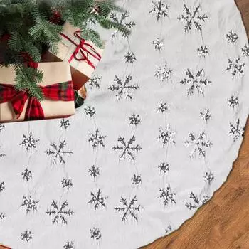 Юбка для рождественской елки Очень мягкая, износостойкая, простая в установке, дизайн в виде снежинки, круглый коврик для рождественской елки, украшение 90 cm D
