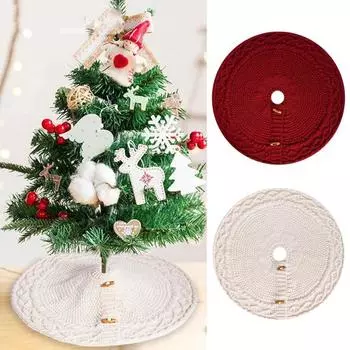 Юбка для рождественской елки, плетеный коврик для вязания елки, украшение для рождественской елки на праздник красный
