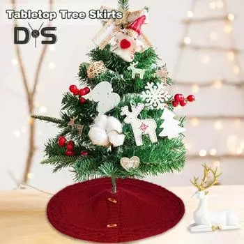 Юбка для рождественской елки, плетеный коврик для вязания елки, украшение для рождественской елки для праздничного домашнего декора, камина красный