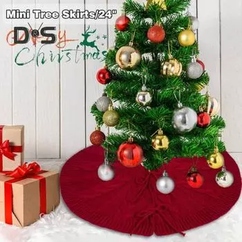 Юбка для рождественской елки, праздничная юбка для елки, вязаное красное нижнее украшение для елки, рождественские товары для дома для праздничных вечеринок 24Inch