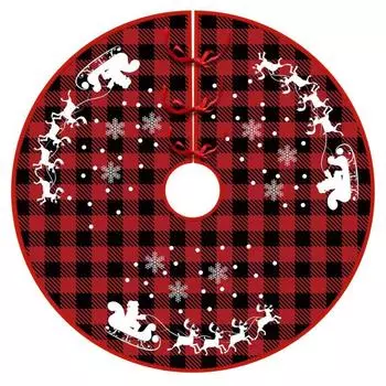Юбка для рождественской елки с принтом «Снеговик» в клетку, короткая, плюшевая, украшение на елку, 122 см One Size