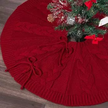 Юбка для рождественской елки Yousheng, праздничная юбка для елки, вязаное красное нижнее украшение для елки, рождественские товары для дома для праздничных вечеринок 24Inch