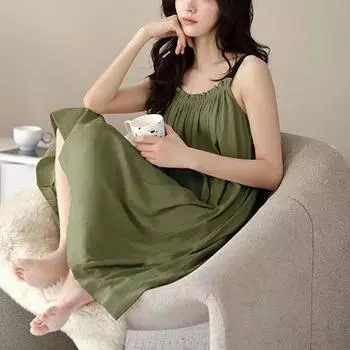 Юбка для сна для женщин, летние подтяжки с короткими рукавами для повседневных женщин, средней длины, подходят для наружного ношения M