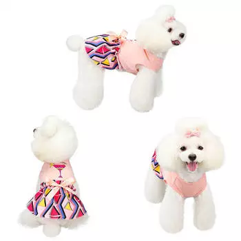 Юбка для собак с бантом и кружевом, летняя юбка для питомцев, стиль с принтом S