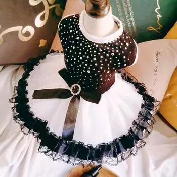 Юбка для собак с блестками и бантом, формальные юбки для собак, свадебные платья для домашних животных, чихуахуа L