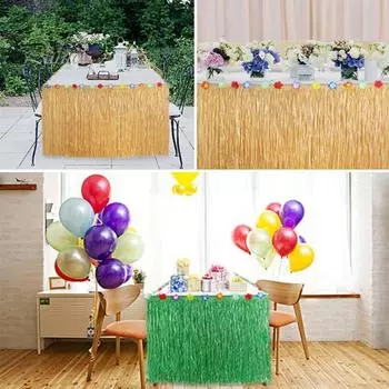 Юбка для стола, украшения для вечеринки в стиле Луау, принадлежности для тропической гавайской вечеринки, сувениры на цветочную летнюю пляжную тематику жёлтый