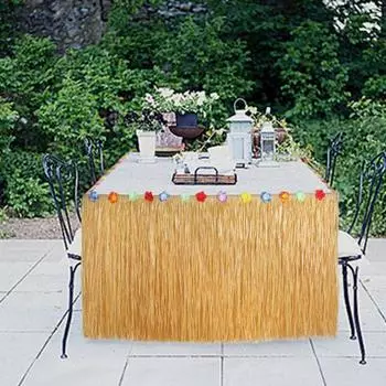 Юбка для стола в гавайском стиле, водонепроницаемая, тропическая, луау, красочная, с кисточками, юбка для стола, летняя, пляжная, тематическая, алоха, украшение для вечеринки армия зеленый