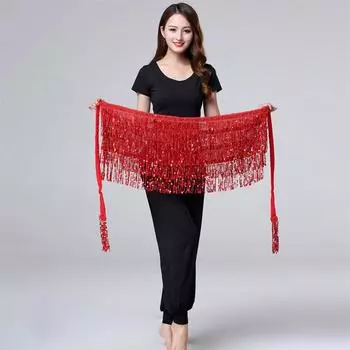 Юбка для танцев на бедрах Юбка с бахромой и пайетками Шарф на бедрах для танцев Юбка для женщин 7