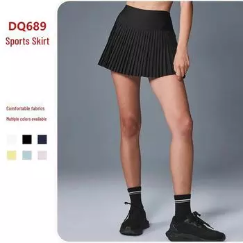 Юбка для тенниса и йоги с высокой талией и плиссировкой, с подкладкой, защищающей от воздействия ультрафиолета, для женщин Large