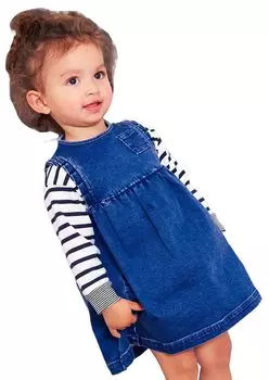 Юбка-джемпер джинсовая A0BYH Синяя, 18 месяцев, 81см [Petit Bateau] синий