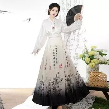 Юбка ханьфу с лошадиным лицом в стиле китайской династии Мин, повседневный женский костюм для поездок на работу L разноцветный