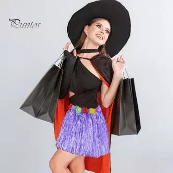 Юбка-хула в гавайском стиле, комплект для девочек, ожерелье-гирлянда, браслет, юбка-хула, костюм на Хэллоуин, танцевальный костюм, юбка-трава жёлтый