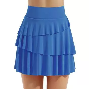 Юбка-имитация из двух частей, спортивная юбка-плиссе с высокой талией для весны и лета и модная короткая юбка с антибликовым покрытием для женщин S синий