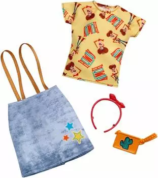 Юбка из денима Barbie Toy Story Woody с повязкой на голову, топ, подтяжки, кошелек,