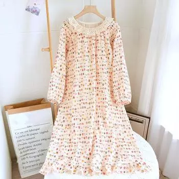 Юбка из хлопка для женщин больших размеров, весна-лето, длинный рукав, свободная ночная рубашка, повседневная, удобная, длинная юбка, платья M