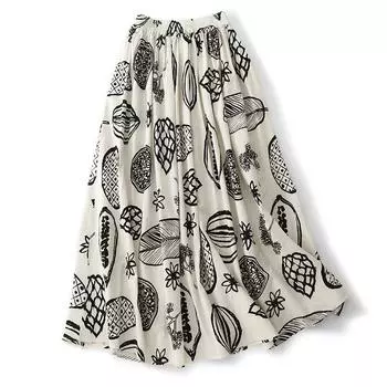 Юбка из хлопка и льна цвета феи, с воздушной стиркой, темпераментная, весенняя, Annie Forest, нишевая, большой размер, универсальная, А-образная юбка M